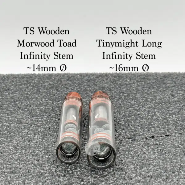TS Wooden Morwood Toad Tinymight Stem Comparison Image (TOAD is 14mm diameter, Tinymight Stem is 16mm diameter)